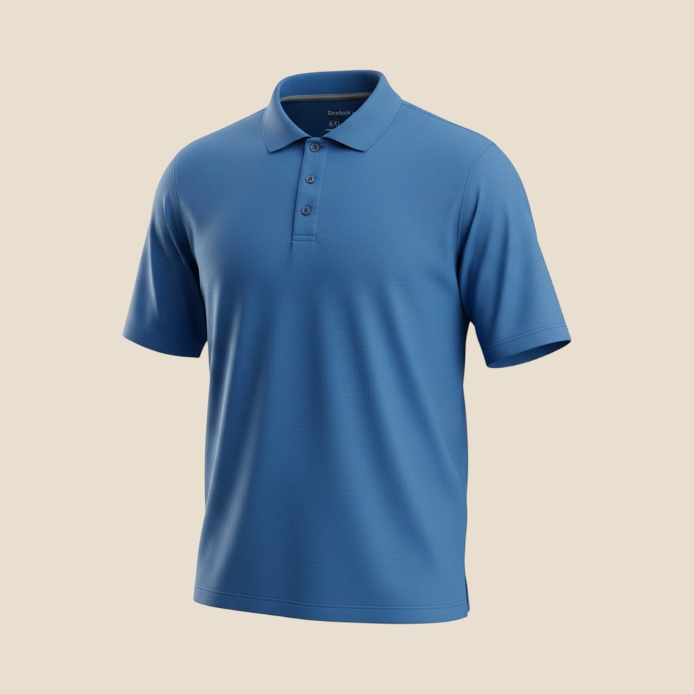 Reebok Golf Mens 6XL Blue Short Sleeve Pique‎ Performance Polo Shirt